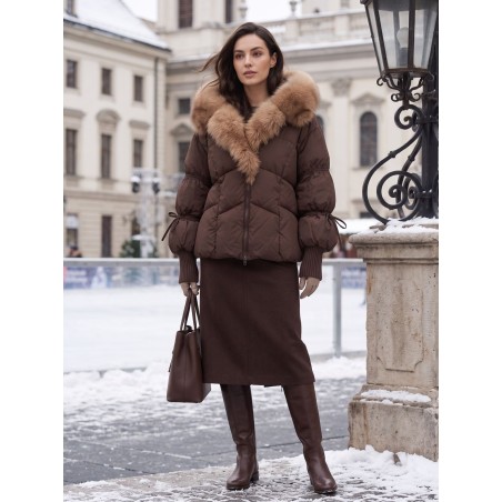 Warn fur jacket with fur collar