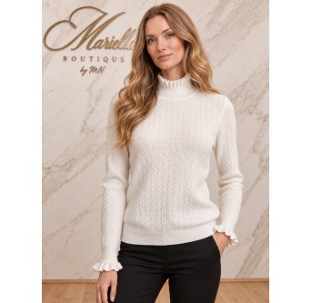 Sweter z ozdobną falbanką