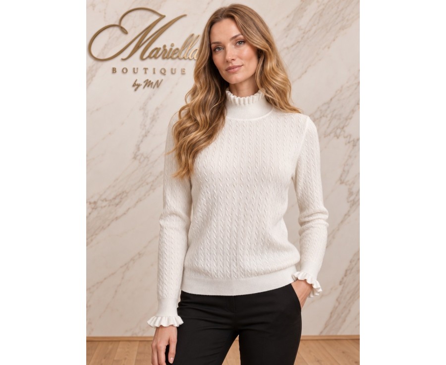 Sweter z ozdobną falbanką