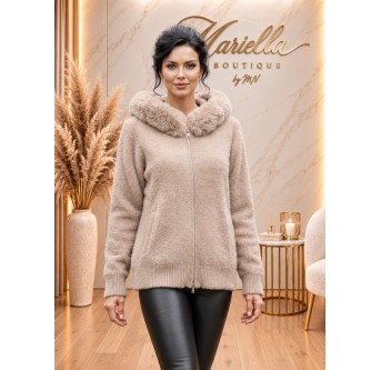 Sweter rozpinany na zamek z kapturem