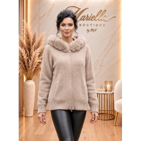 Sweter rozpinany na zamek z kapturem